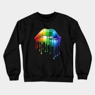 Lips Rainbow Gay Homosexual Lesbian Lips Pride Crewneck Sweatshirt